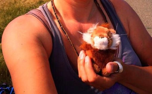 Constantia with "Whiskers" Rob Nanninga lion, California Summer, June 4, 2016